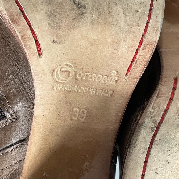 Otisopse Handmade in Italy Brown Leather Ankle Boots, Size 39 - Picture 9 of 12